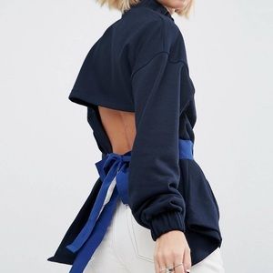ASOS WHITE sweat top with tie waist